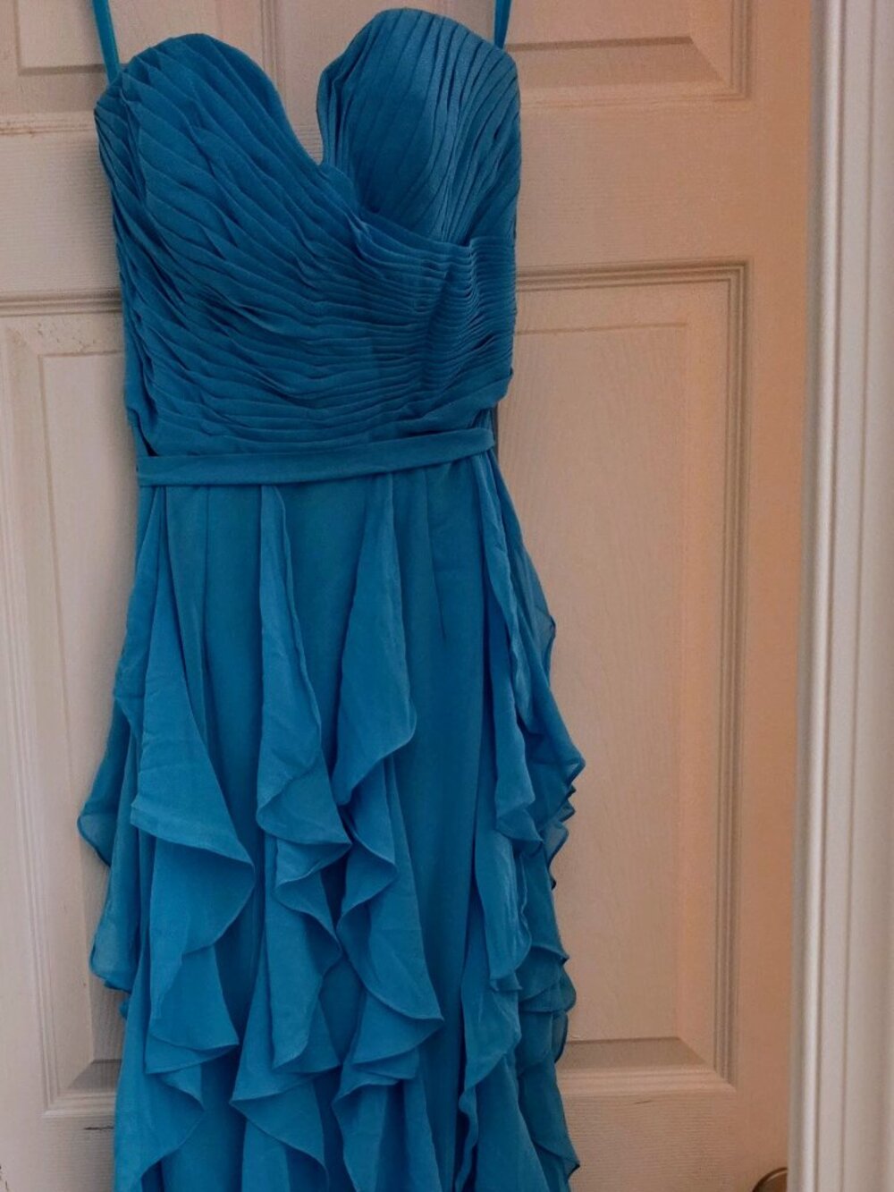 Mori Lee by Madeline Gardner Chiffon Ruffle Gown - Turquoise Blue